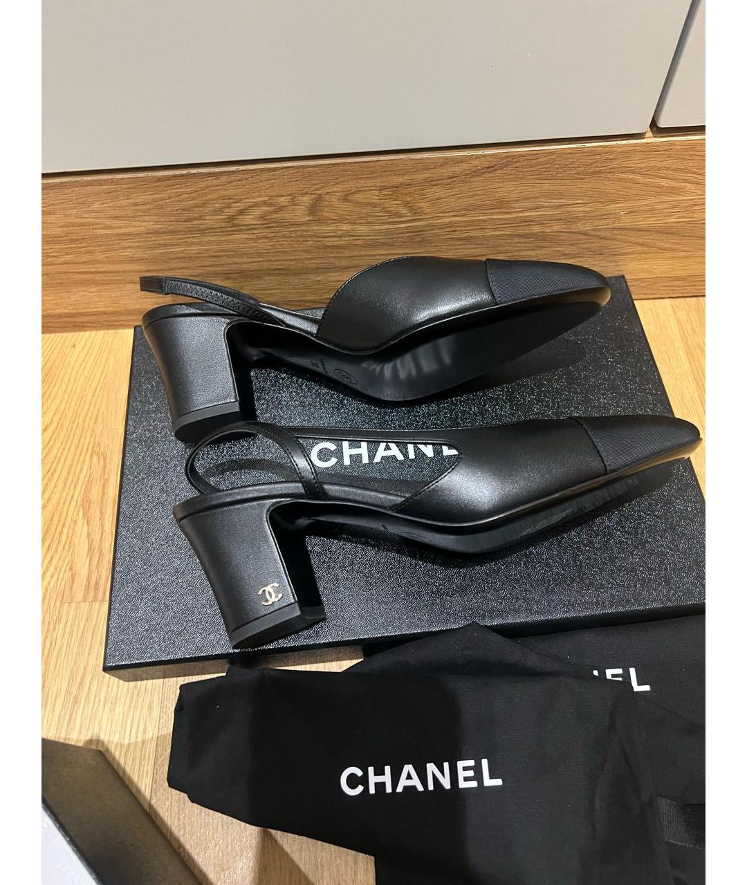 CHANEL Черные кожаные туфли, фото 4
