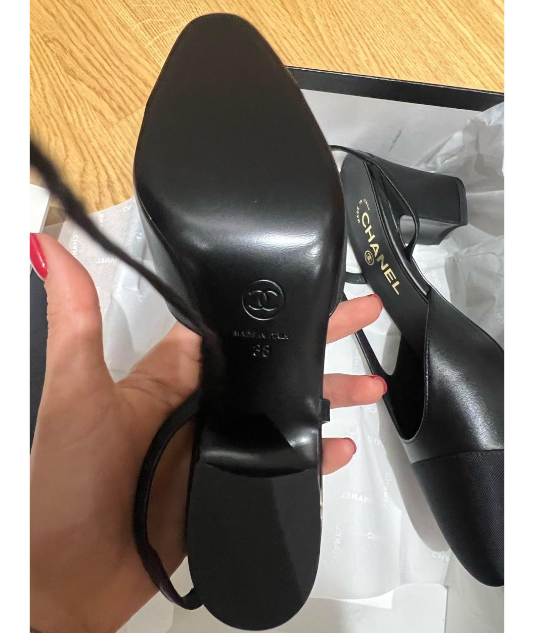 CHANEL Черные кожаные туфли, фото 6