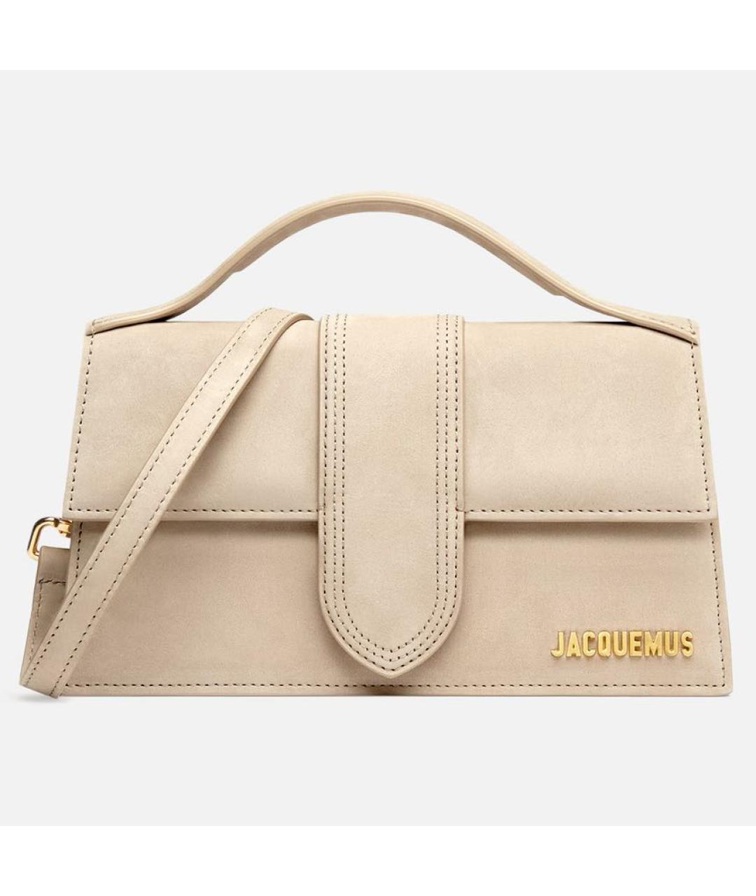 JACQUEMUS Бежевая замшевая сумка через плечо, фото 7