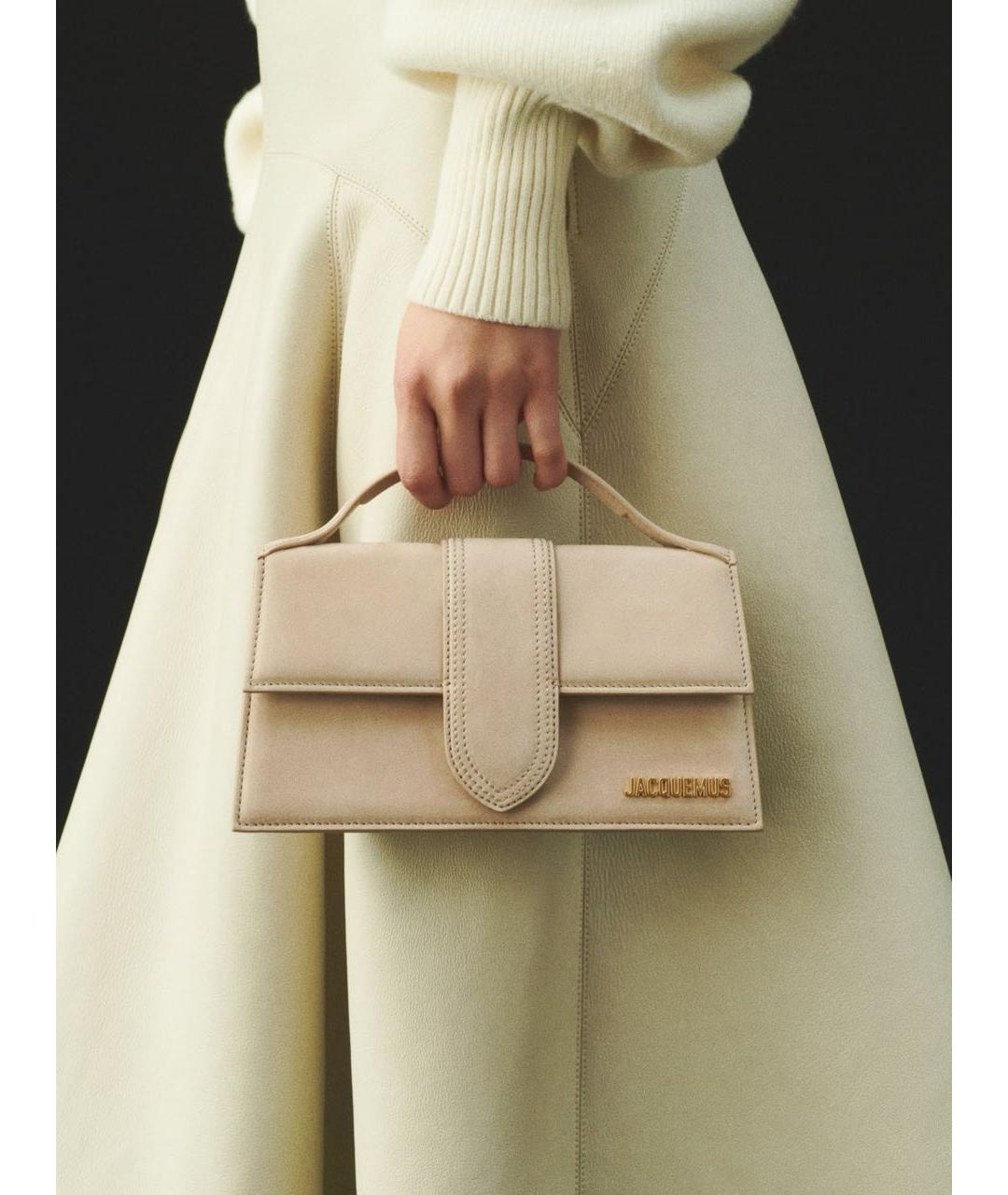 JACQUEMUS Бежевая замшевая сумка через плечо, фото 6