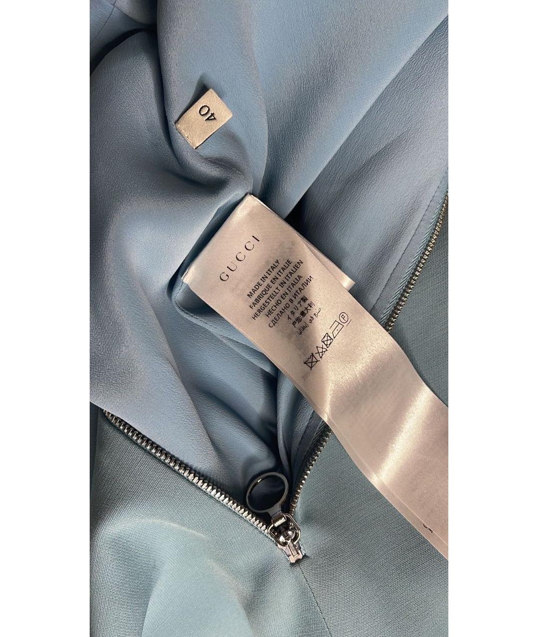 GUCCI Голубое шерстяное коктейльное платье, фото 6