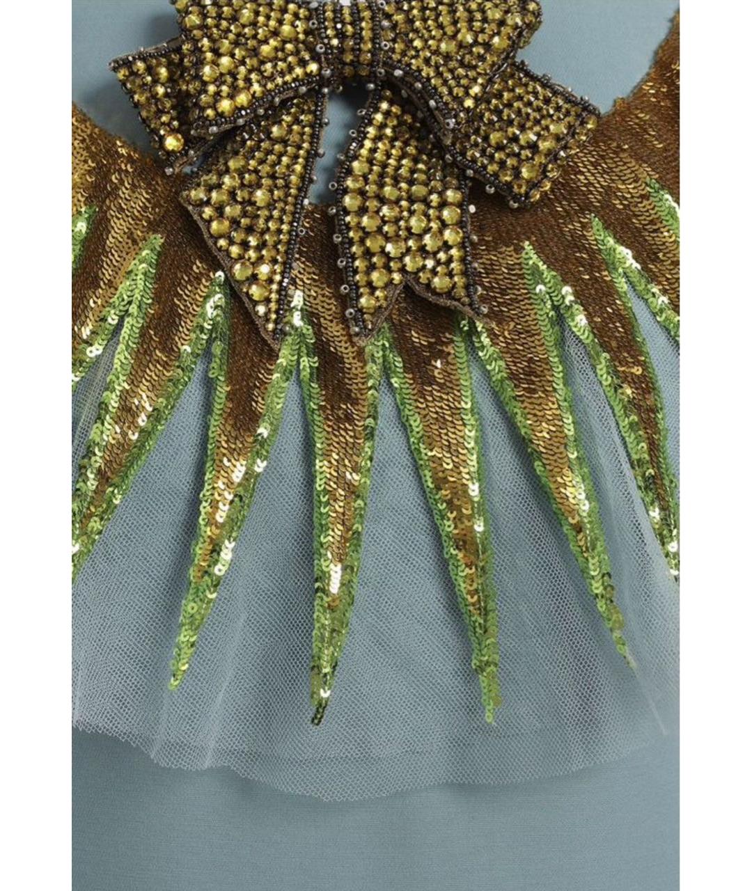 GUCCI Голубое шерстяное коктейльное платье, фото 4