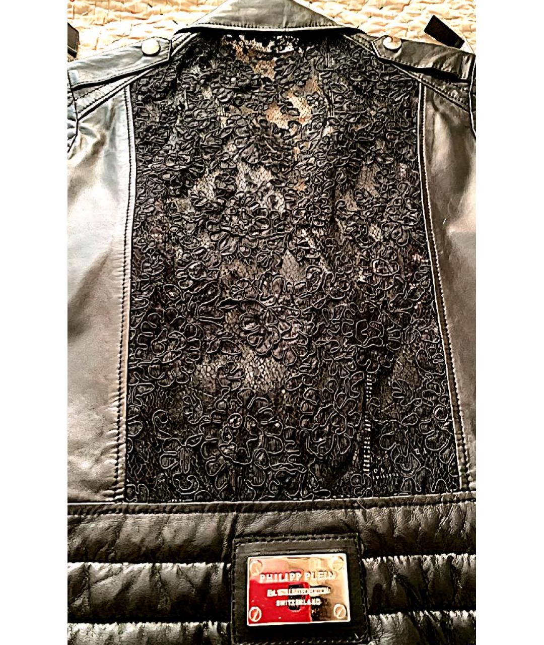 PHILIPP PLEIN Черный кожаный жилет, фото 8