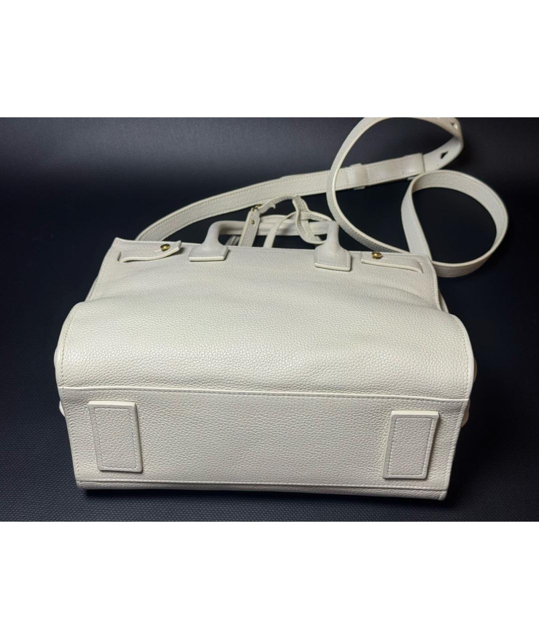 SAINT LAURENT Бежевая кожаная сумка через плечо, фото 5