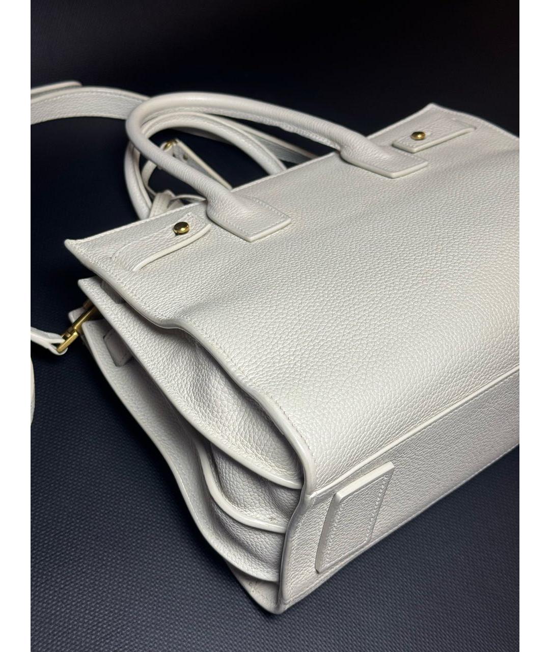 SAINT LAURENT Бежевая кожаная сумка через плечо, фото 8