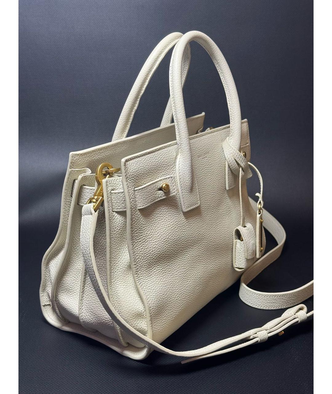 SAINT LAURENT Бежевая кожаная сумка через плечо, фото 2