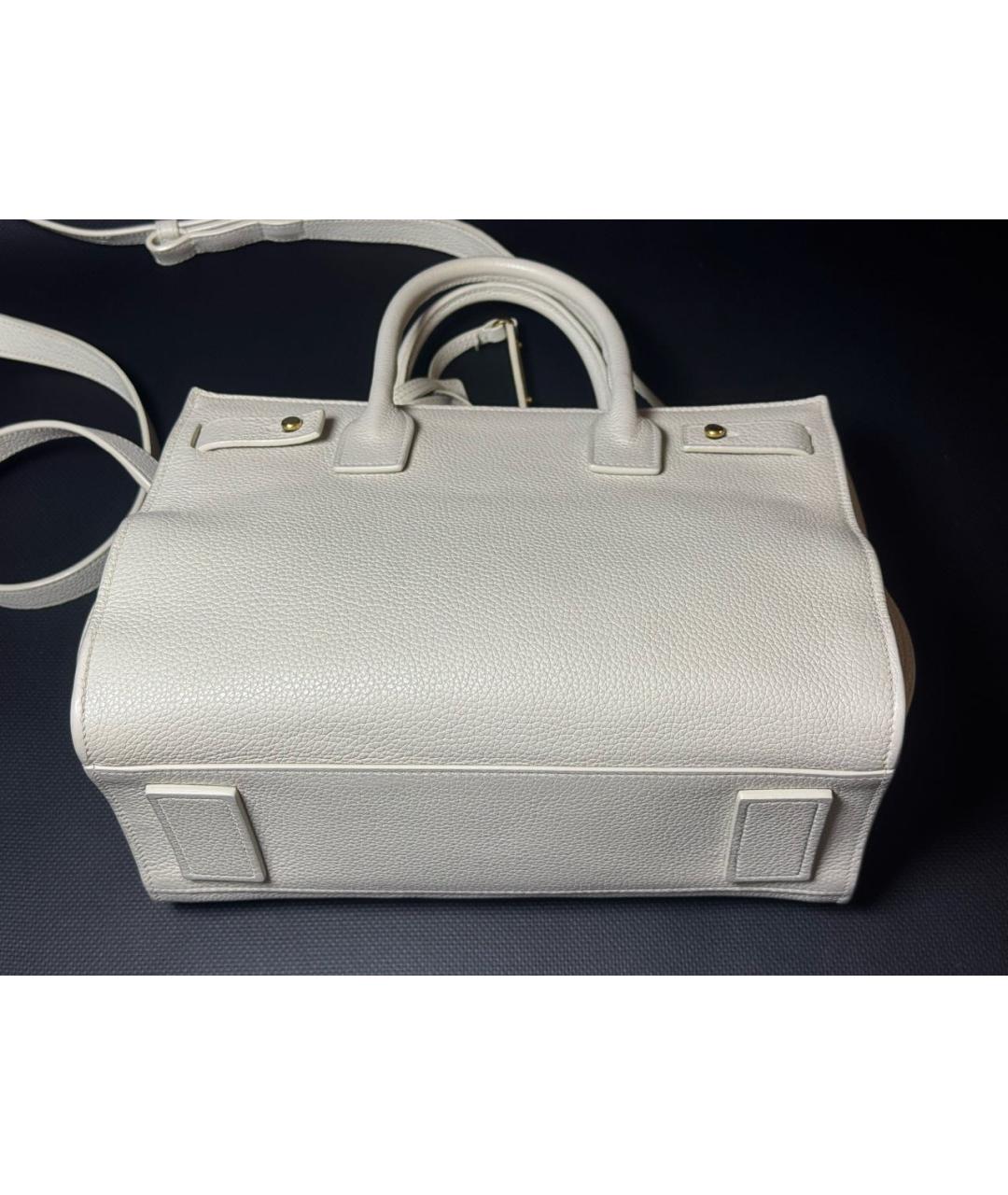 SAINT LAURENT Бежевая кожаная сумка через плечо, фото 6