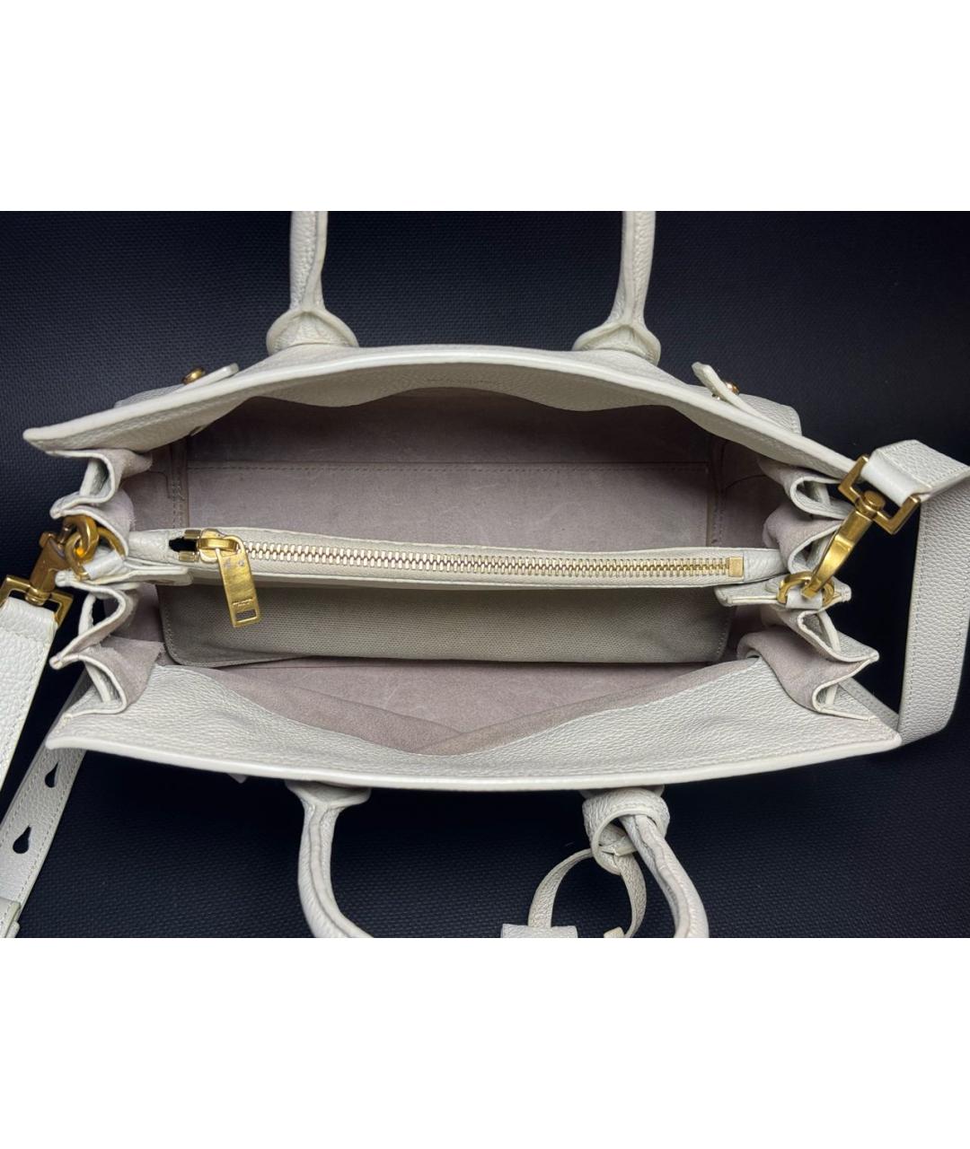 SAINT LAURENT Бежевая кожаная сумка через плечо, фото 4