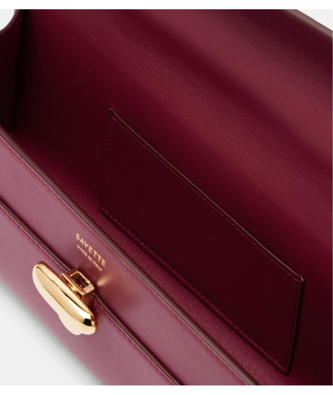 Savette Бордовая кожаная сумка с короткими ручками, фото 3