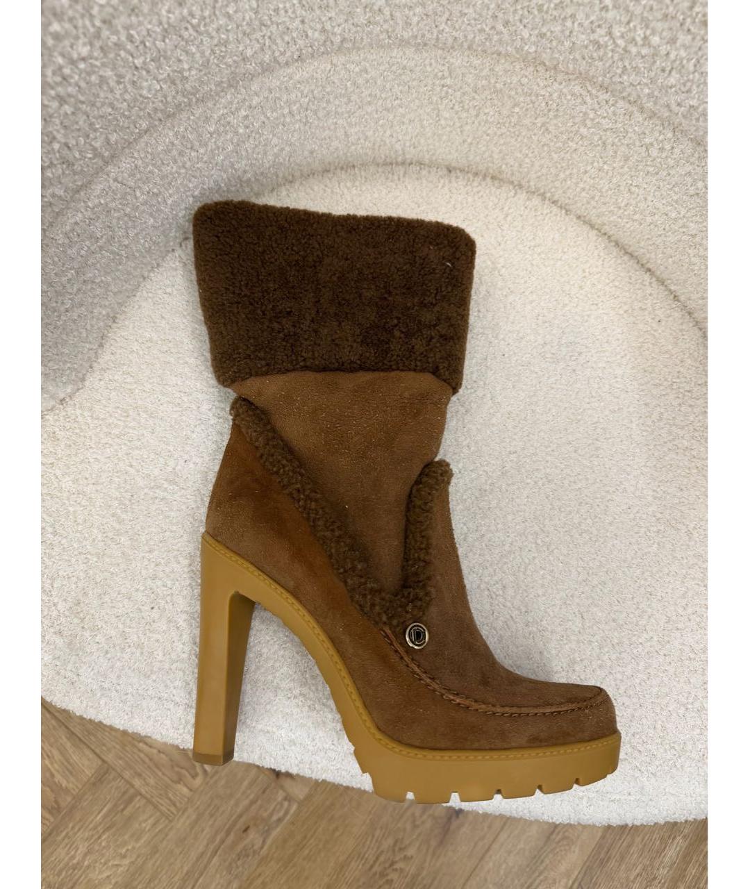 CHRISTIAN DIOR Коричневые замшевые ботильоны, фото 4