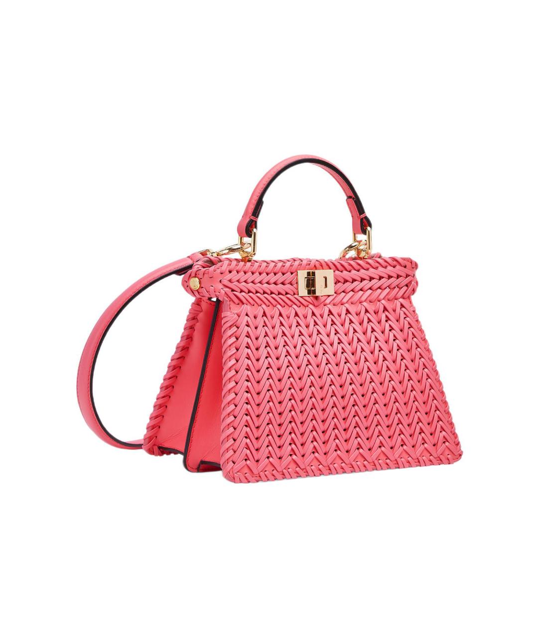 FENDI Розовая пелетеная сумка через плечо, фото 3