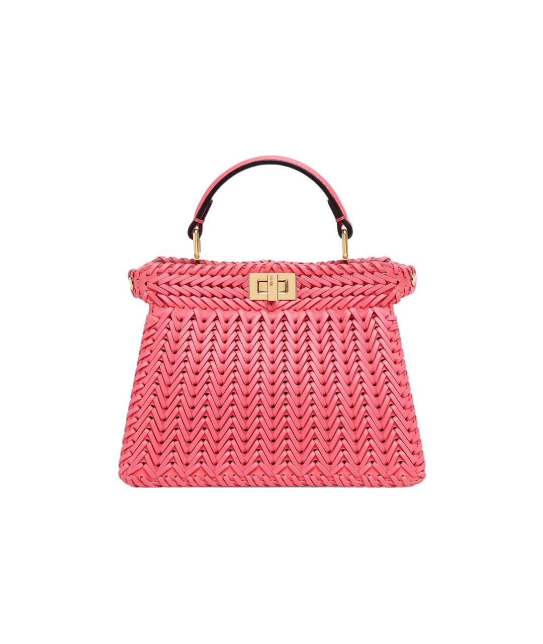 FENDI Розовая пелетеная сумка через плечо, фото 1