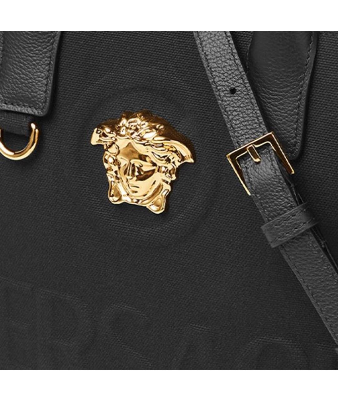 VERSACE Черная кожаная сумка с короткими ручками, фото 5