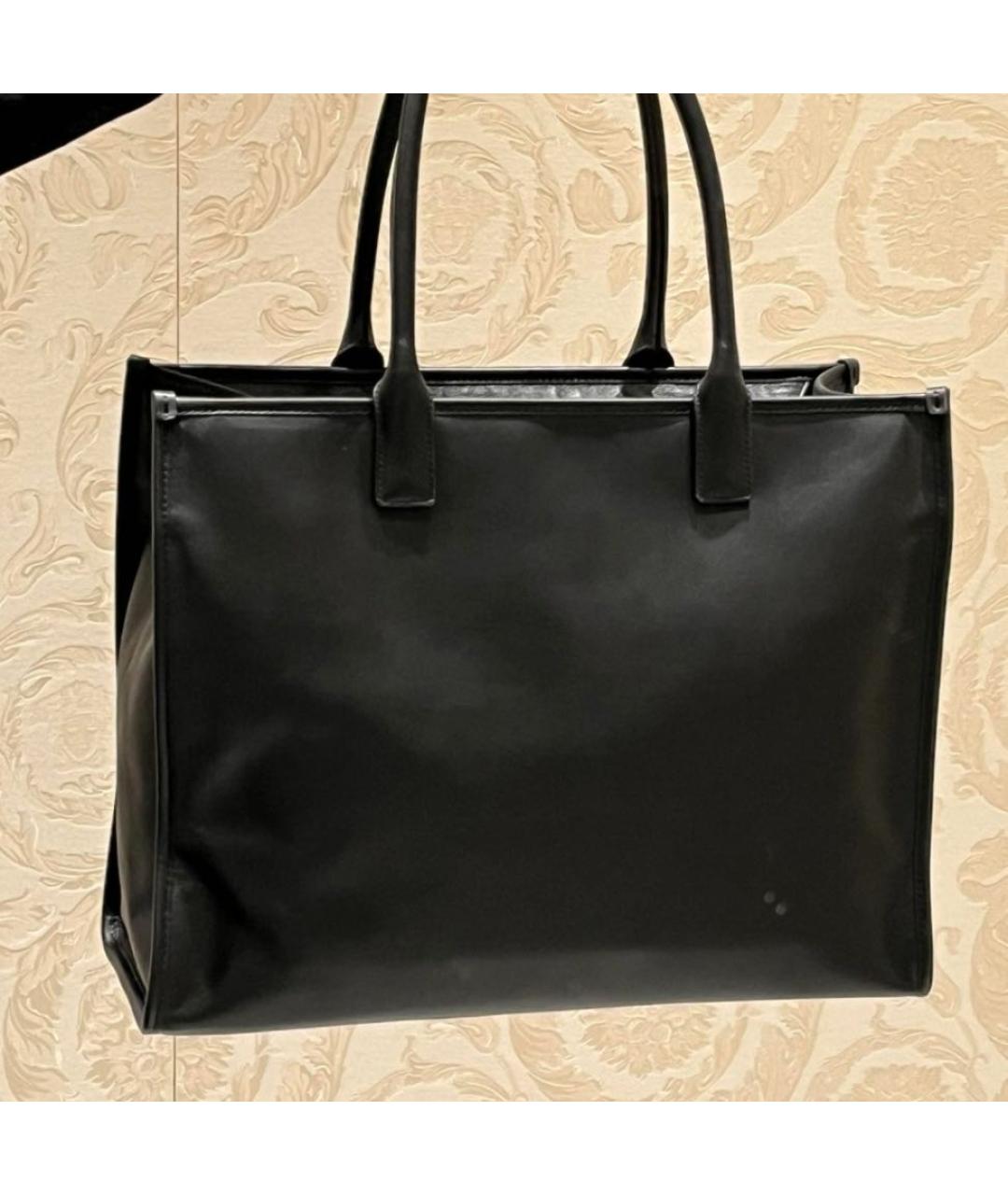 VERSACE Черная кожаная сумка с короткими ручками, фото 7