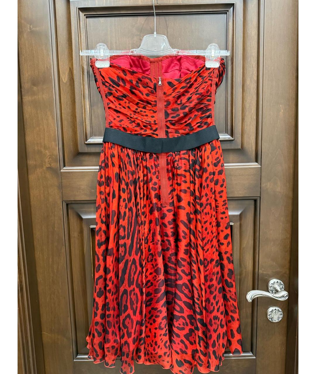 DOLCE&GABBANA Красное шелковое коктейльное платье, фото 2