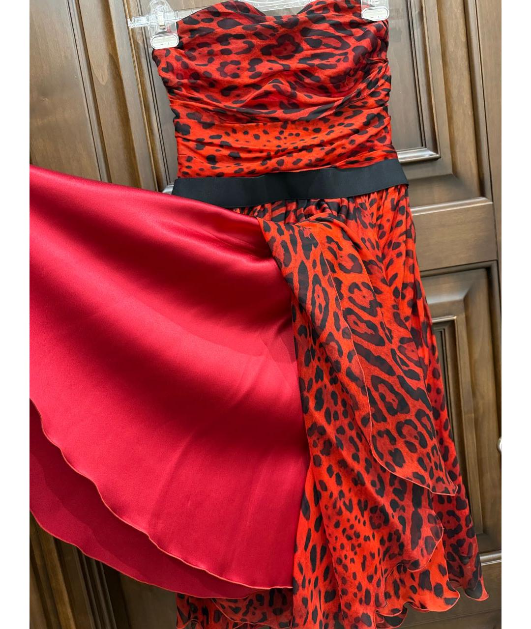 DOLCE&GABBANA Красное шелковое коктейльное платье, фото 7