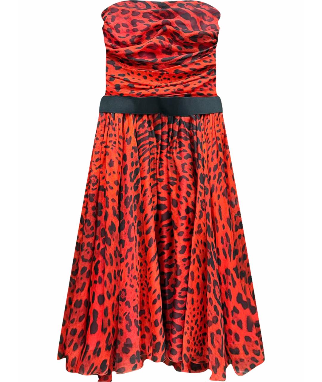 DOLCE&GABBANA Красное шелковое коктейльное платье, фото 1