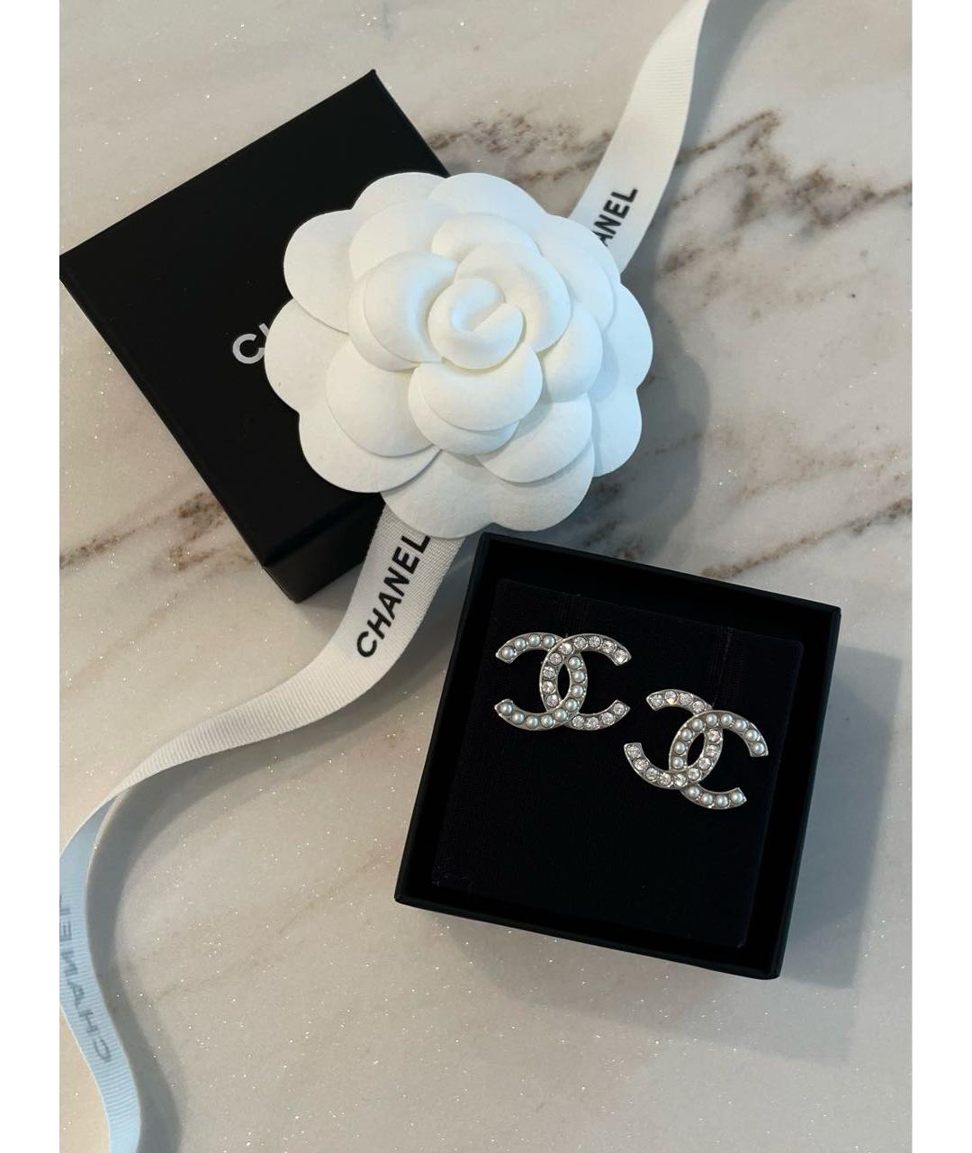 CHANEL Серебряные металлические серьги, фото 2