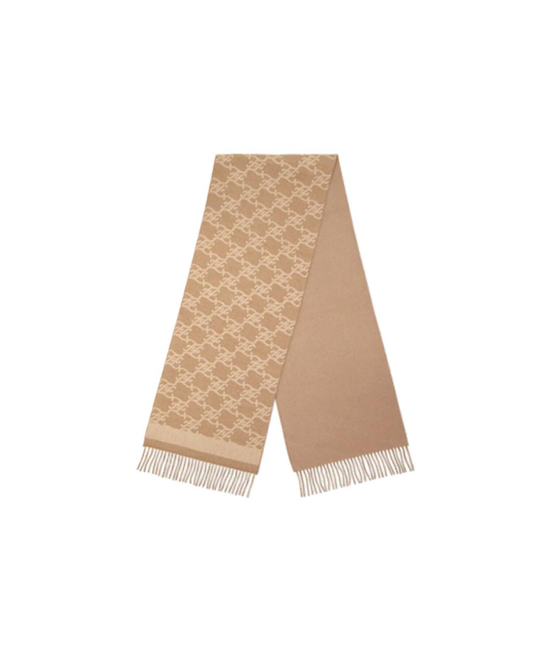 FENDI Бежевый шерстяной шарф, фото 1