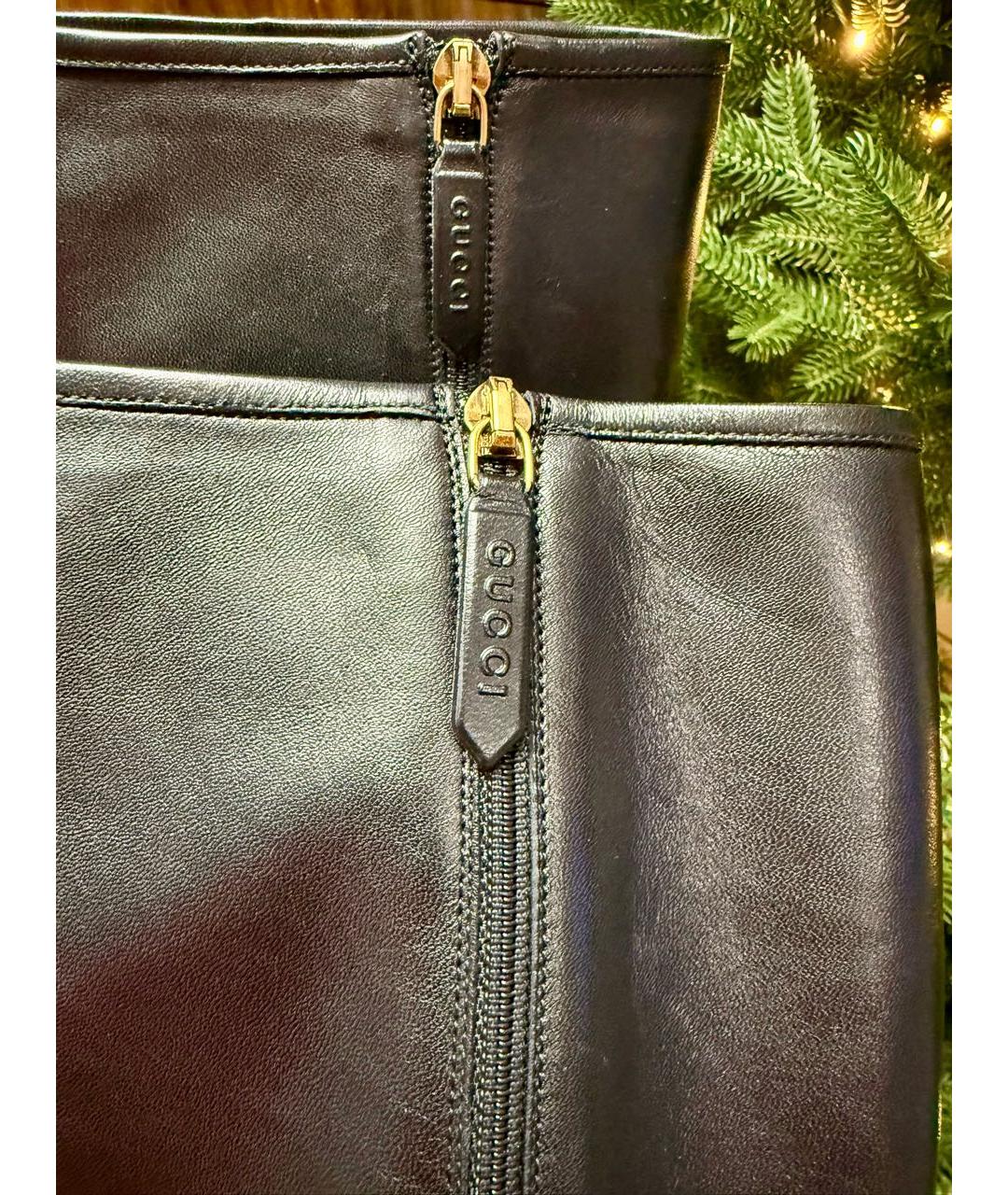GUCCI Черные кожаные сапоги, фото 5
