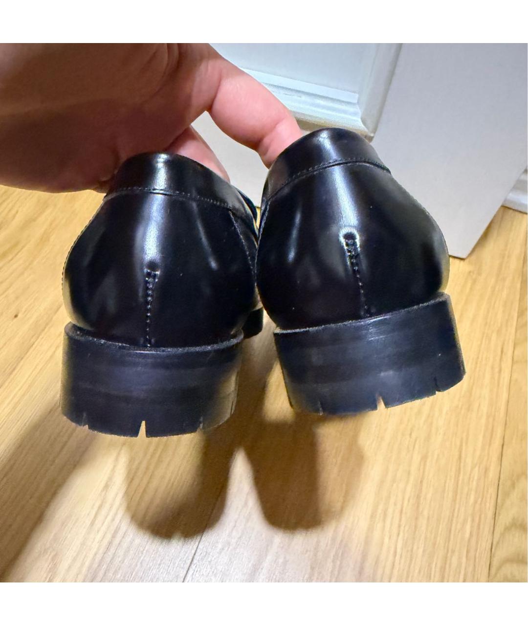 HERMES Черные кожаные лоферы, фото 4