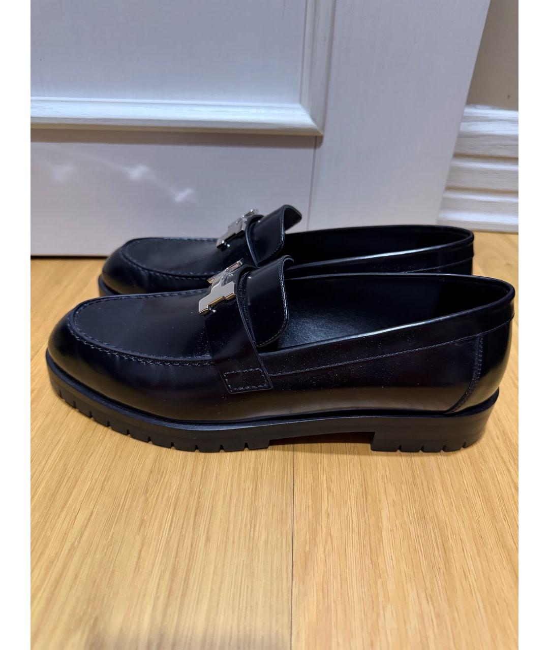 HERMES Черные кожаные лоферы, фото 5