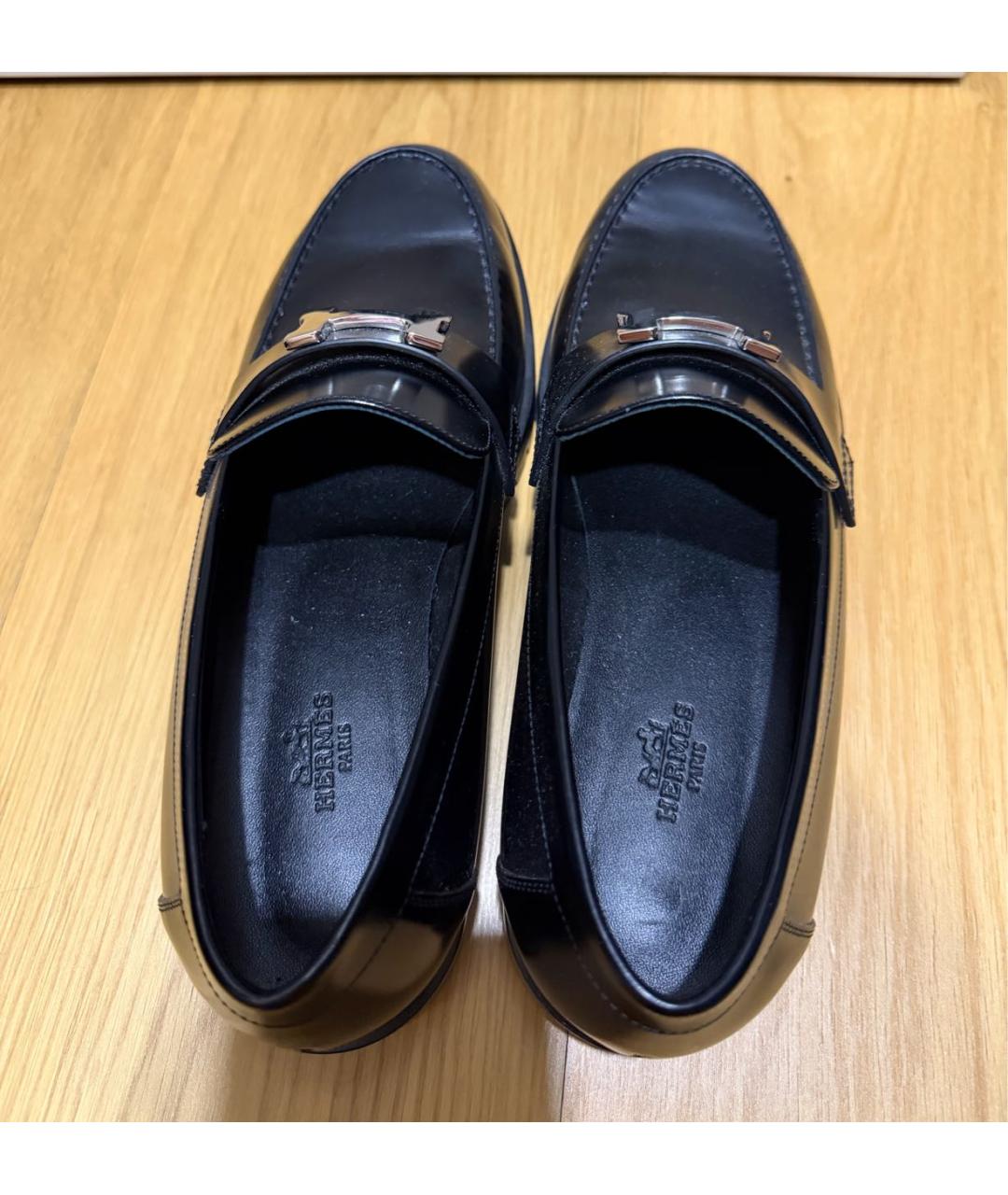 HERMES Черные кожаные лоферы, фото 3