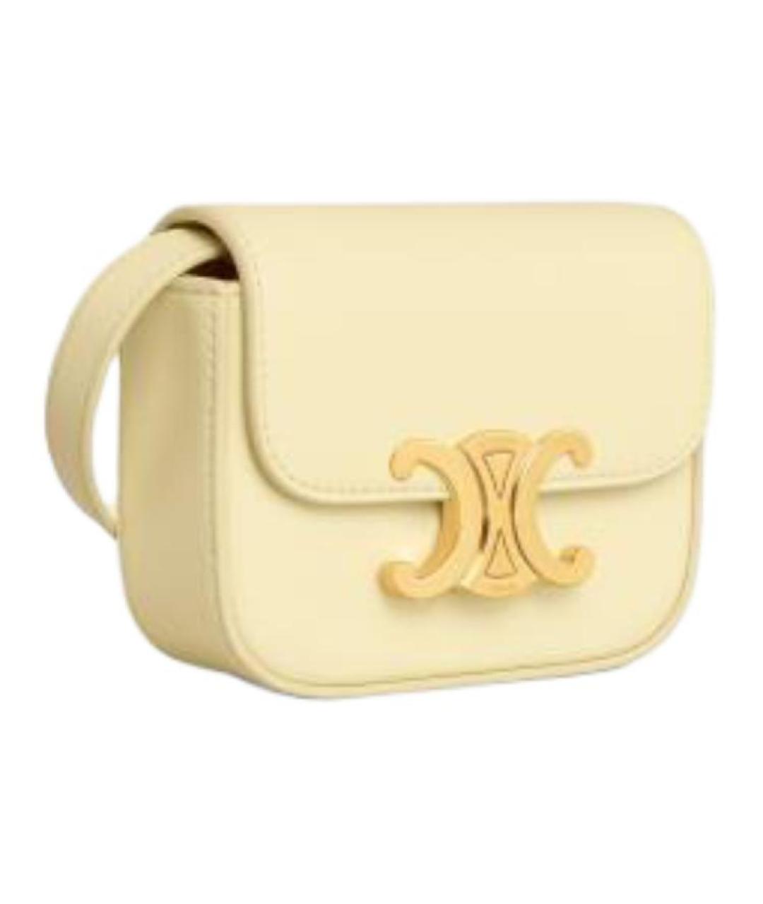 CELINE Желтая кожаная сумка через плечо, фото 3