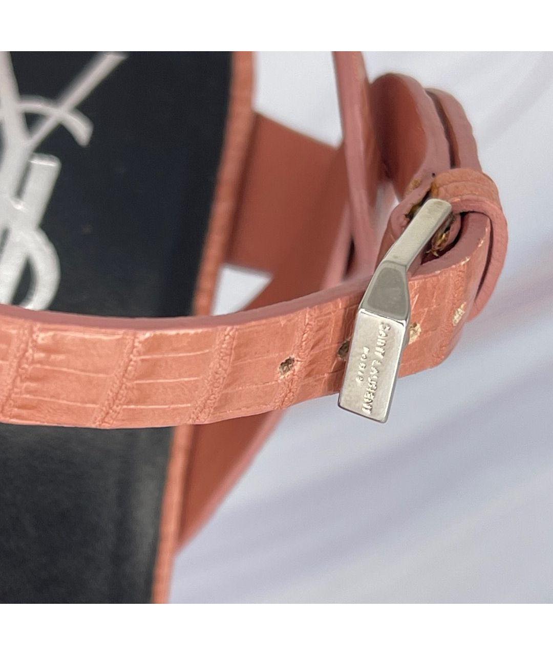 SAINT LAURENT Коралловые кожаные босоножки, фото 5