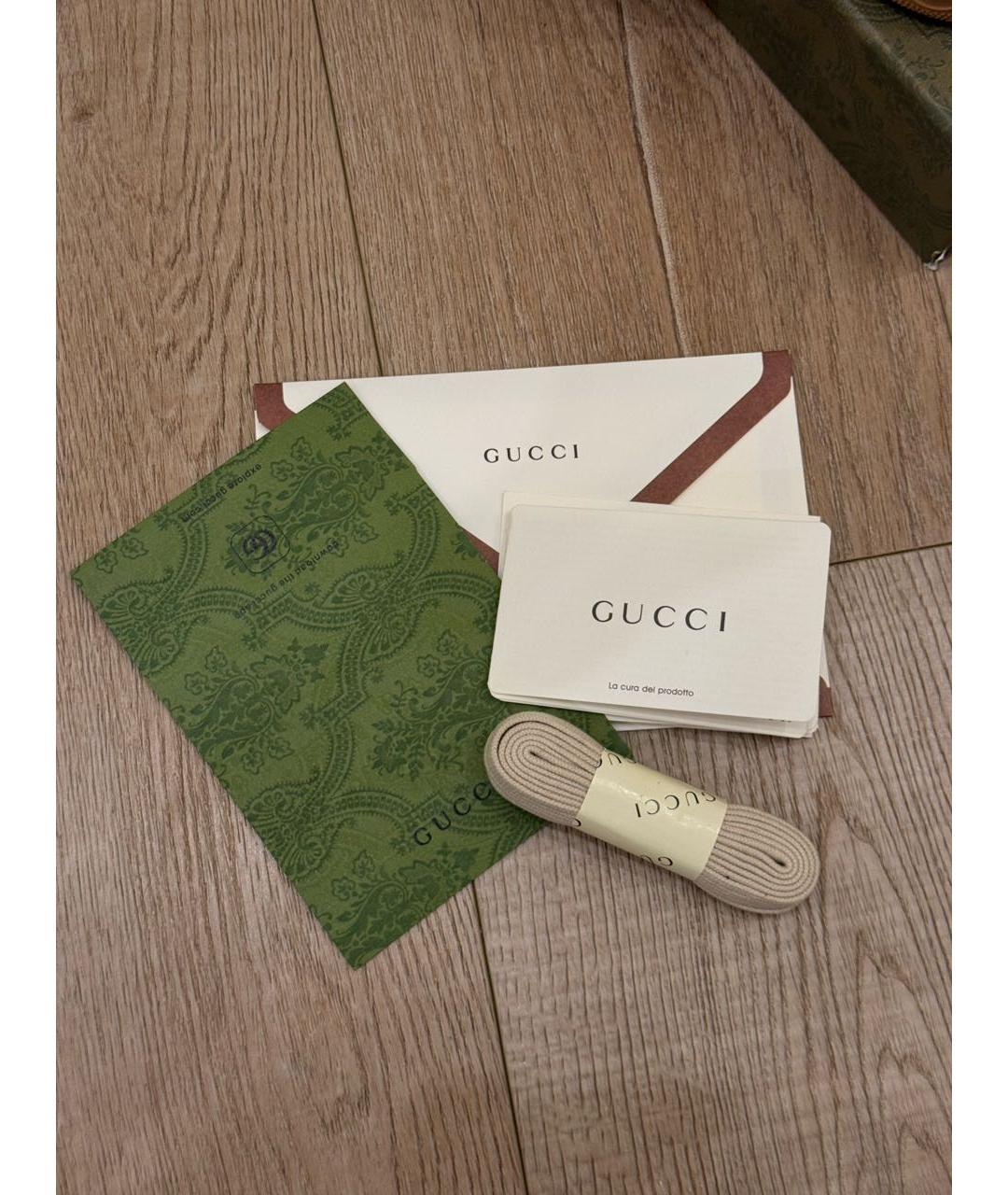 GUCCI Коричневые кожаные низкие кроссовки / кеды, фото 5