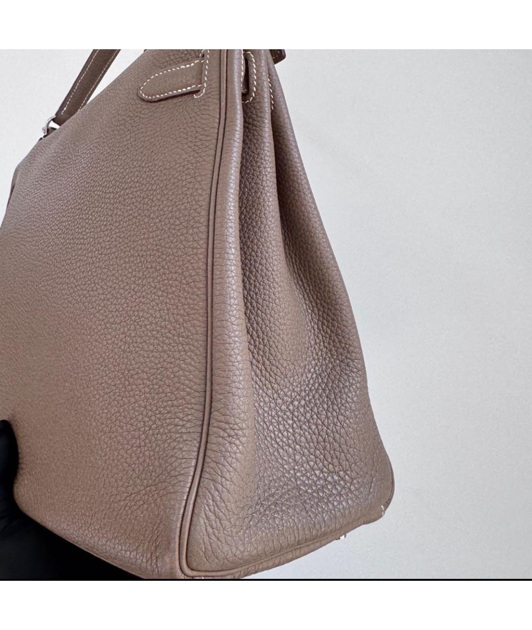 HERMES Бежевая кожаная сумка через плечо, фото 4