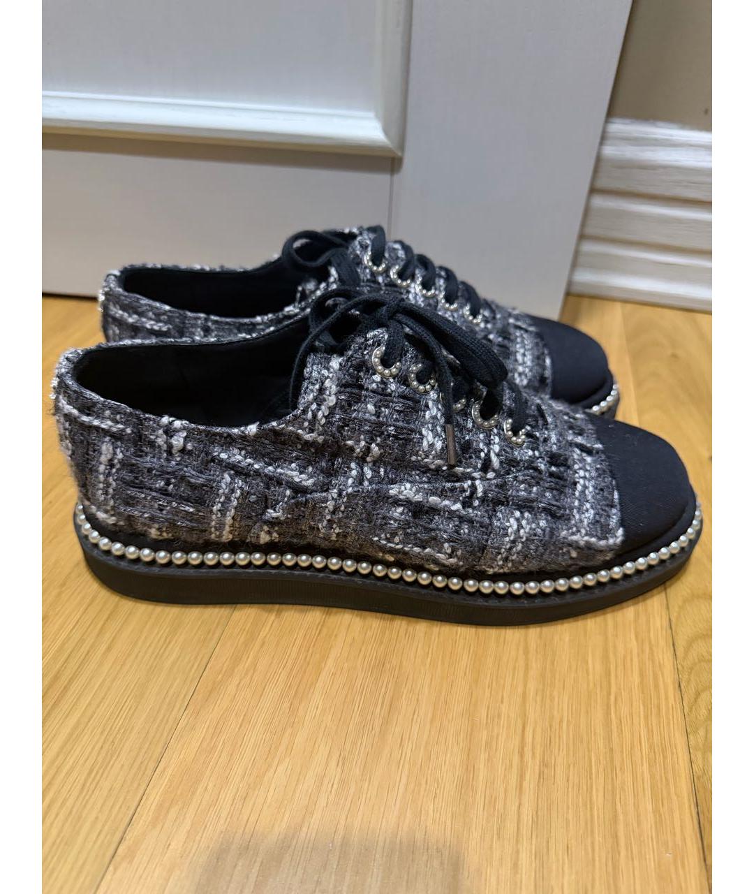 CHANEL Серые текстильные кеды, фото 5