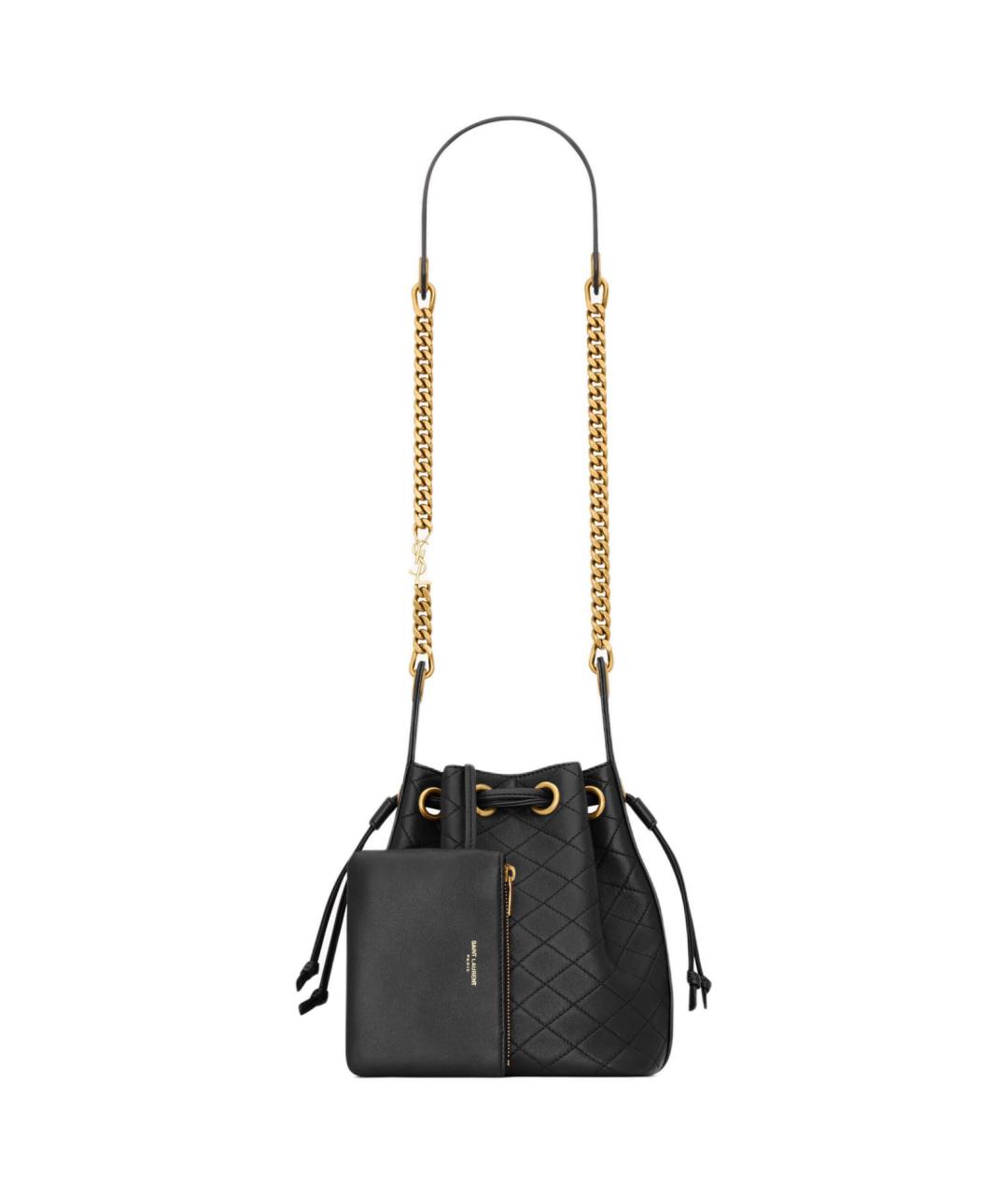 SAINT LAURENT Черная кожаная сумка через плечо, фото 2