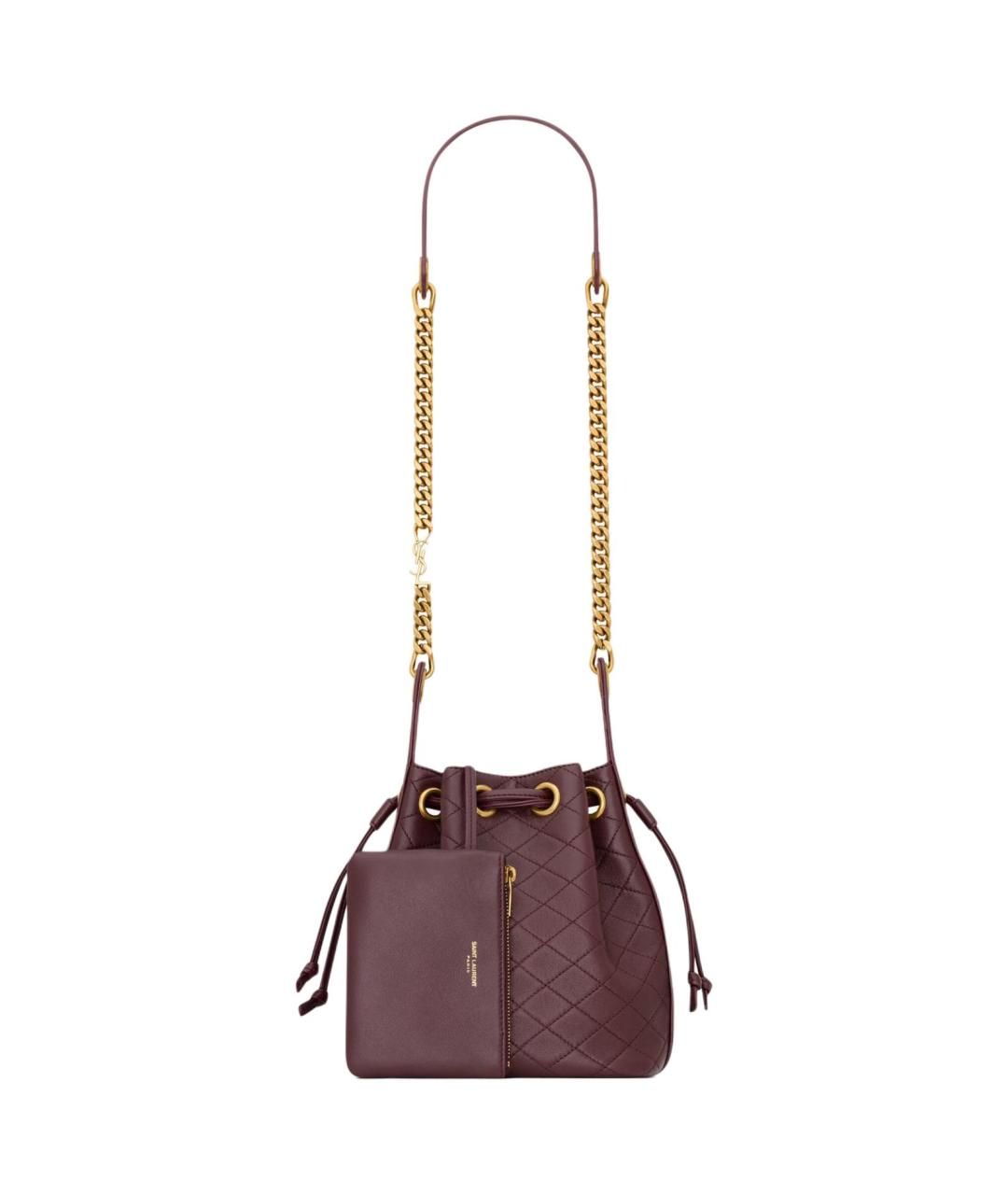 SAINT LAURENT Бордовая кожаная сумка через плечо, фото 2