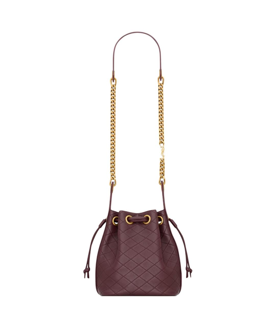 SAINT LAURENT Бордовая кожаная сумка через плечо, фото 5