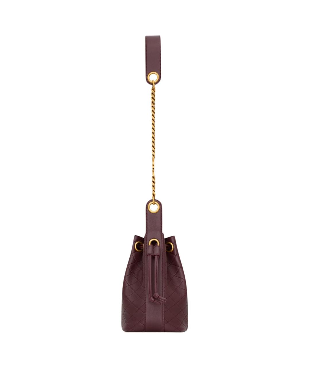 SAINT LAURENT Бордовая кожаная сумка через плечо, фото 4
