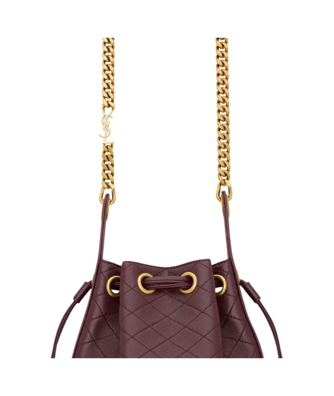 SAINT LAURENT Бордовая кожаная сумка через плечо, фото 6