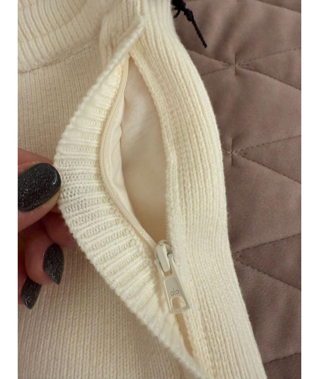 ALO YOGA Белые хлопко-эластановые спортивные брюки и шорты, фото 6