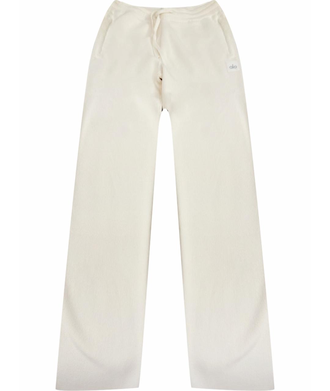 ALO YOGA Белые хлопко-эластановые спортивные брюки и шорты, фото 1