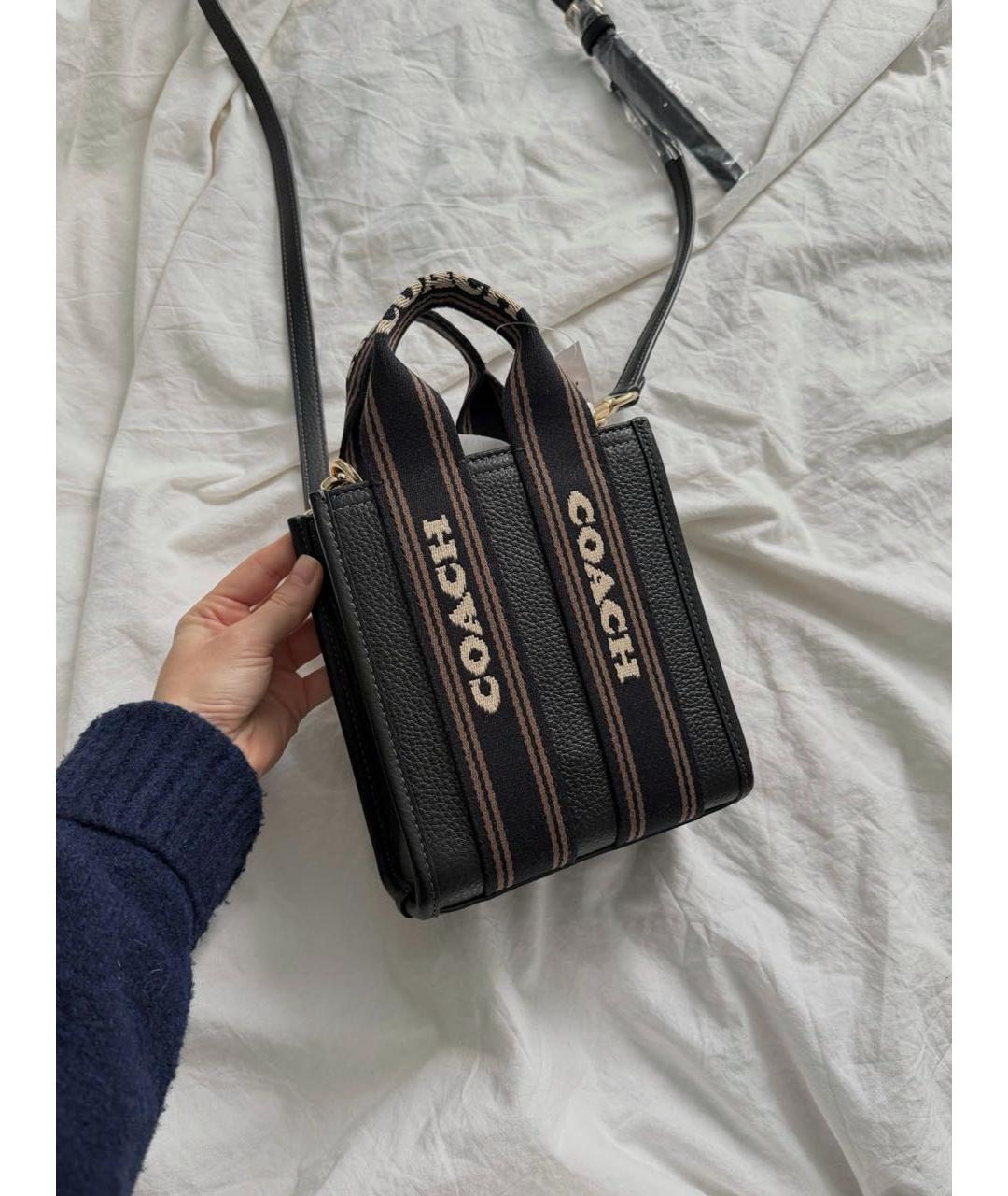 COACH Черная кожаная сумка через плечо, фото 2