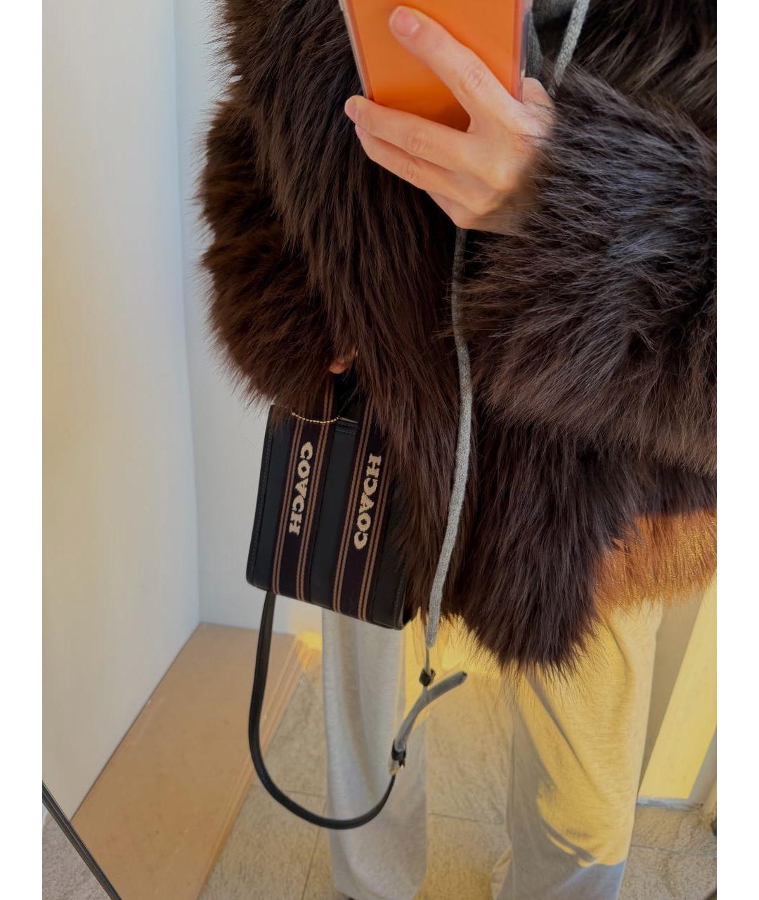 COACH Черная кожаная сумка через плечо, фото 5