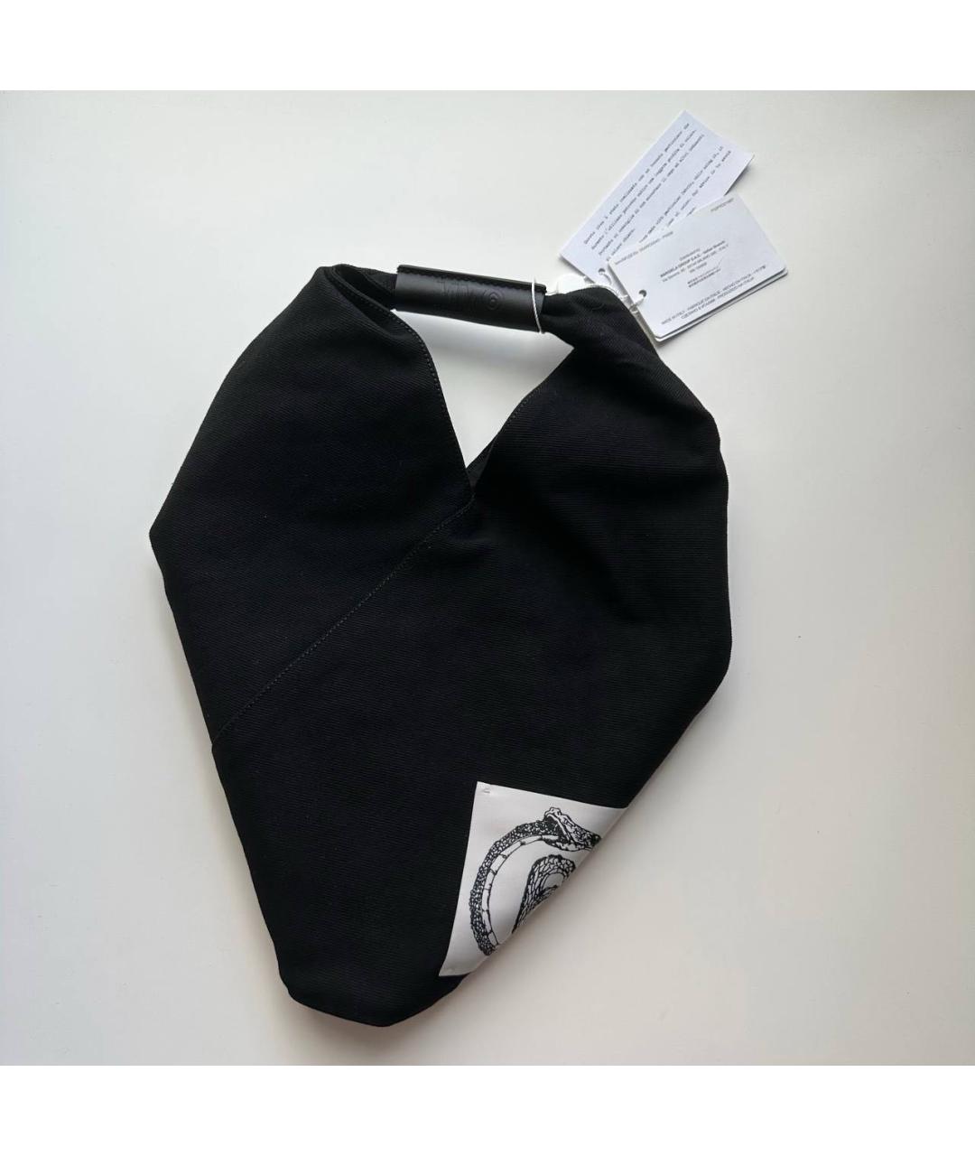 MM6 MAISON MARGIELA Черная тканевая сумка тоут, фото 3