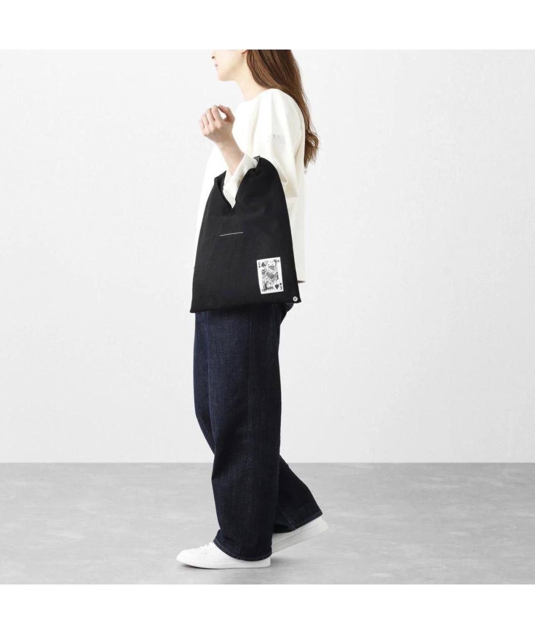 MM6 MAISON MARGIELA Черная тканевая сумка тоут, фото 4