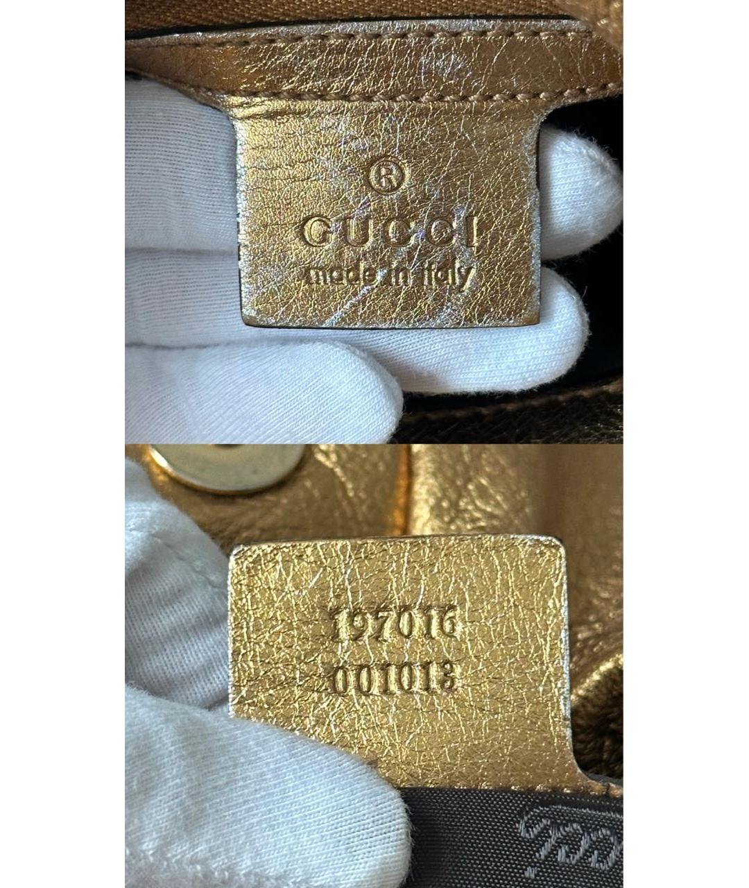 GUCCI Золотая кожаная сумка с короткими ручками, фото 8