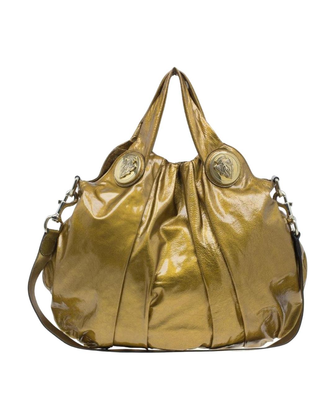 GUCCI Золотая кожаная сумка с короткими ручками, фото 1
