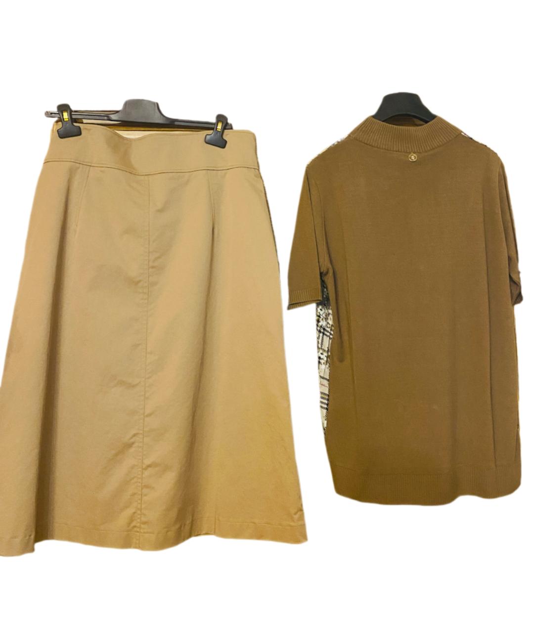 ESCADA Бежевый хлопко-эластановый костюм с юбками, фото 2