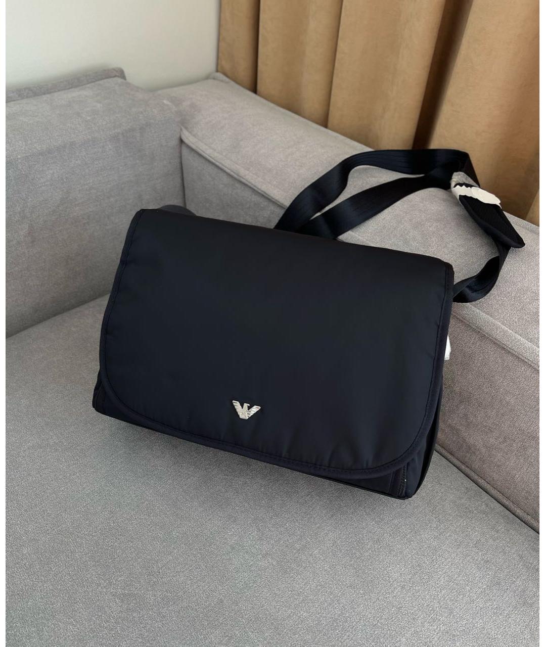 EMPORIO ARMANI Синяя тканевая сумка через плечо, фото 3