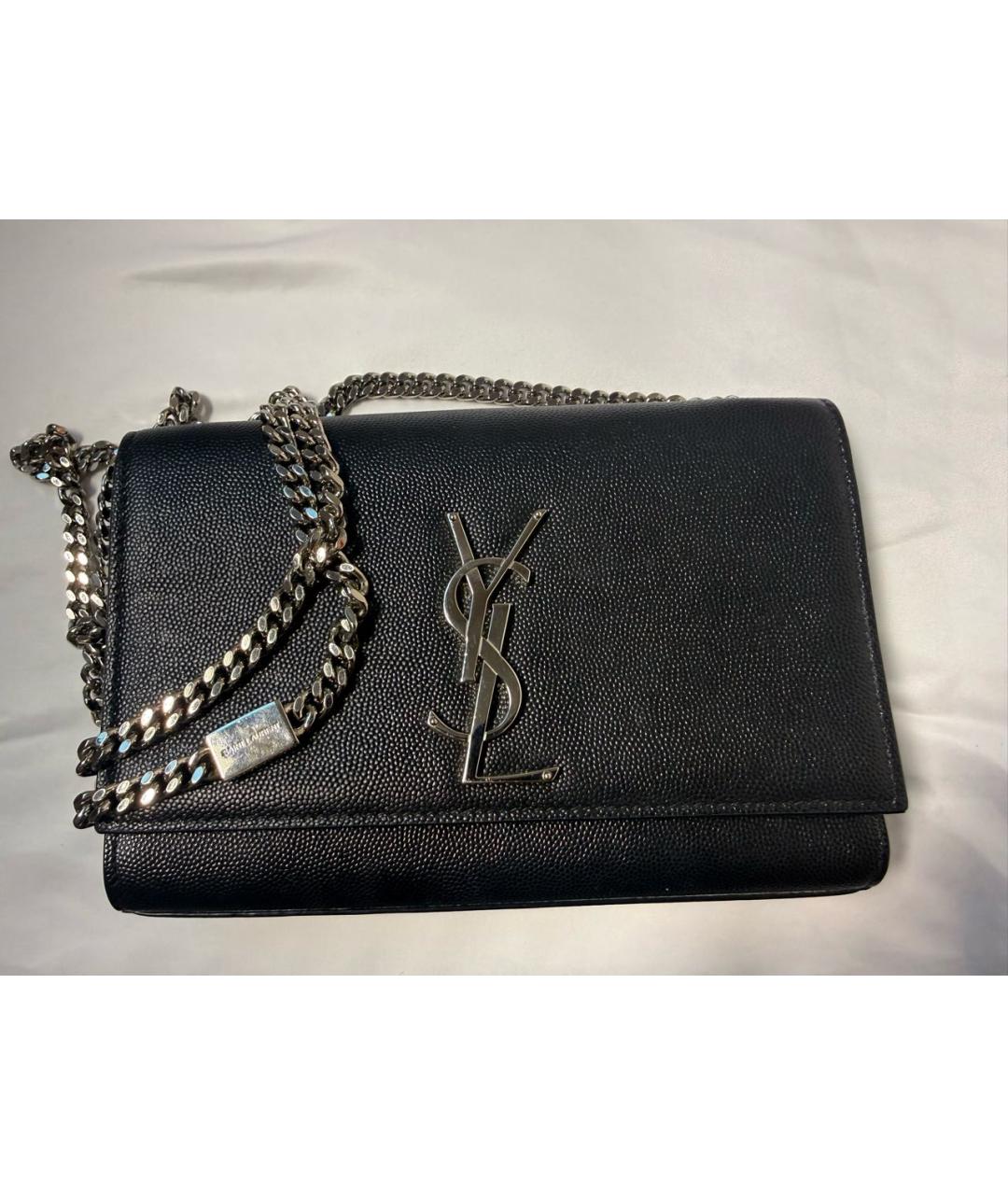 SAINT LAURENT Черная кожаная сумка через плечо, фото 7