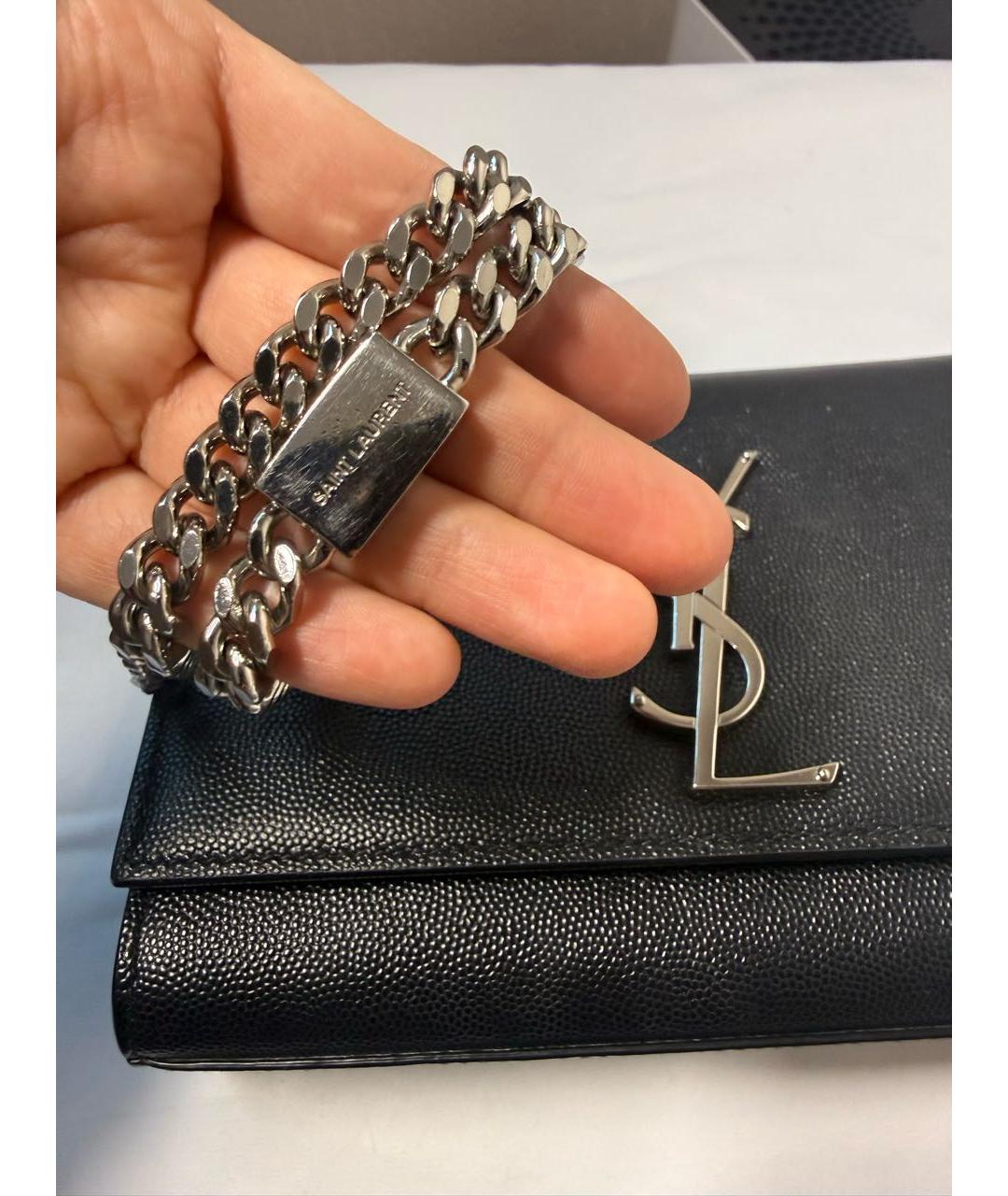 SAINT LAURENT Черная кожаная сумка через плечо, фото 3