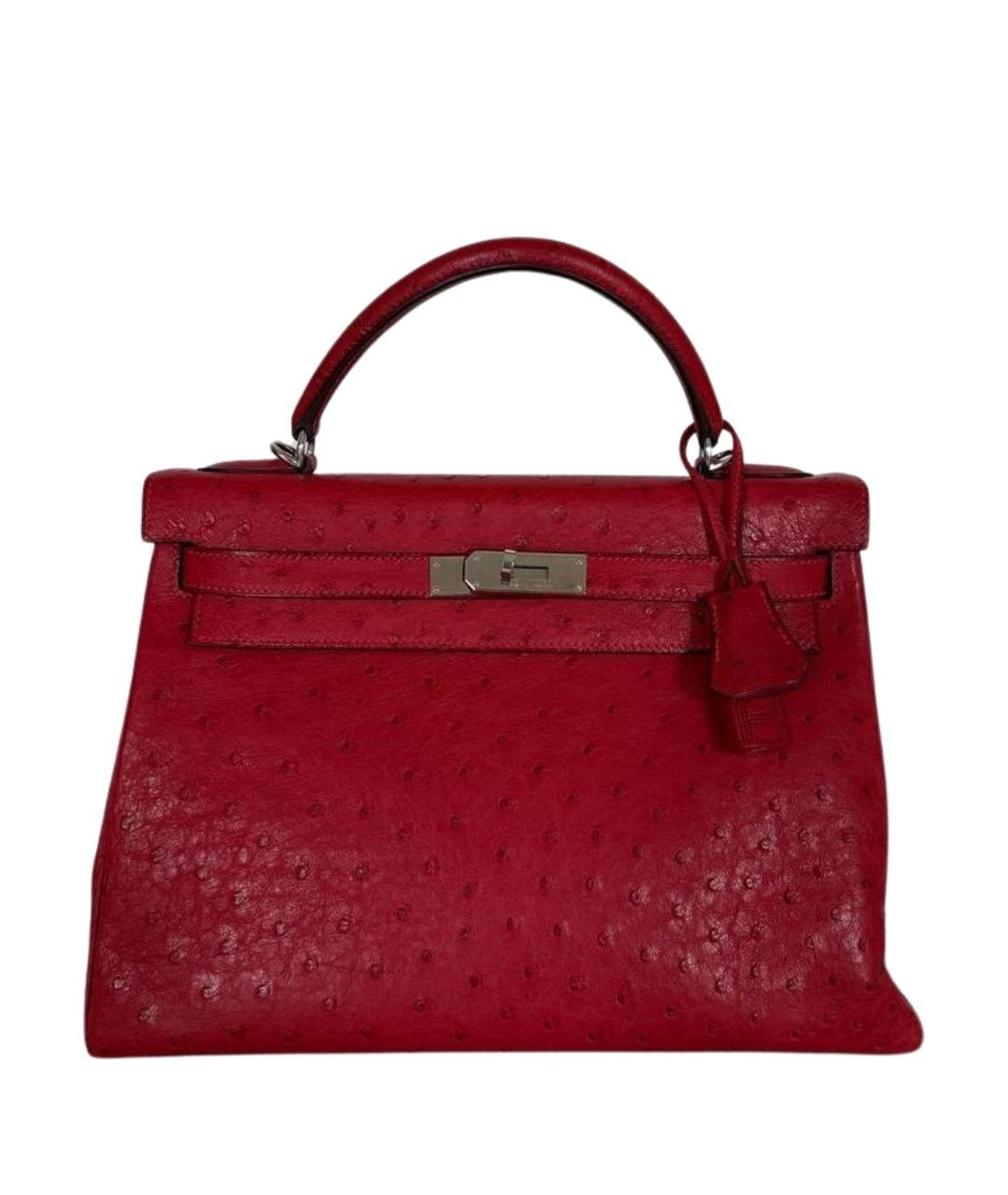HERMES Красная кожаная сумка с короткими ручками, фото 1